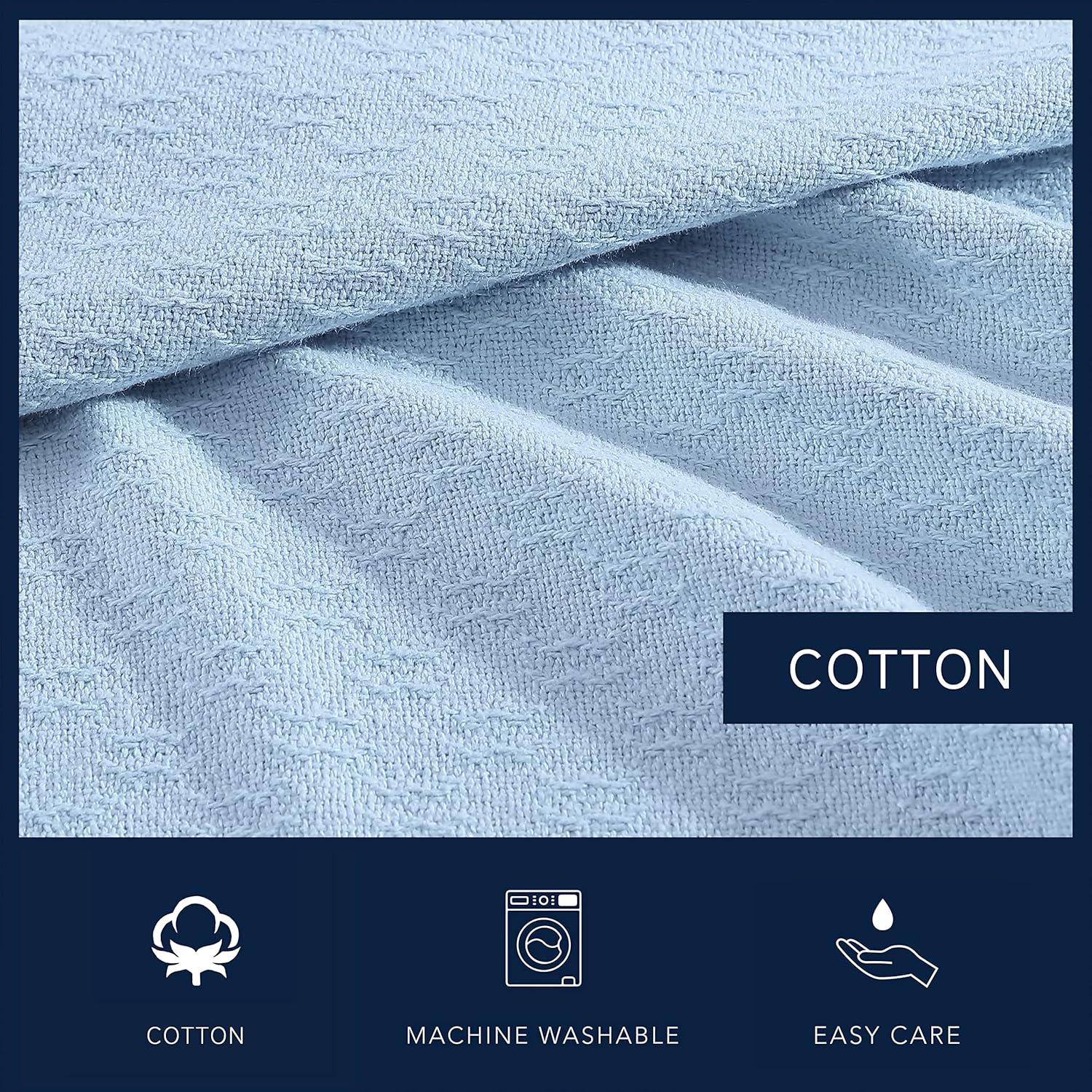 King Size Organic White Cotton Machine Washable Blanket