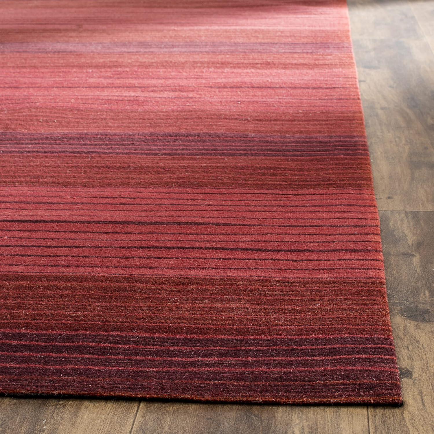 Handmade Red Wool Flat Woven Rectangular Rug 2'3" x 4'