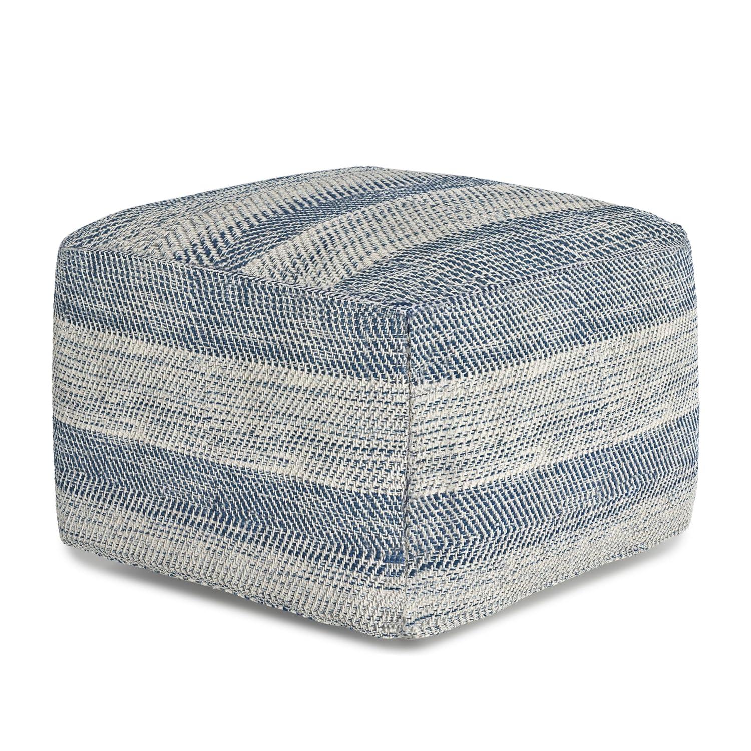 Simpli Home Clay 18"W Upholstered Cotton Square Pouf