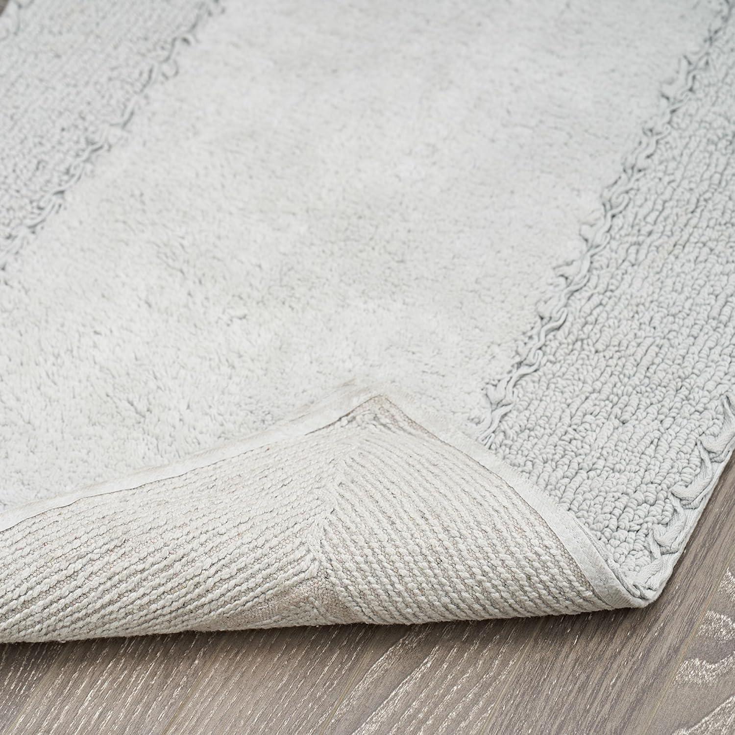 Laura Ashley Ruffle Cotton 2-Piece Bath Rug Set, Light Gray