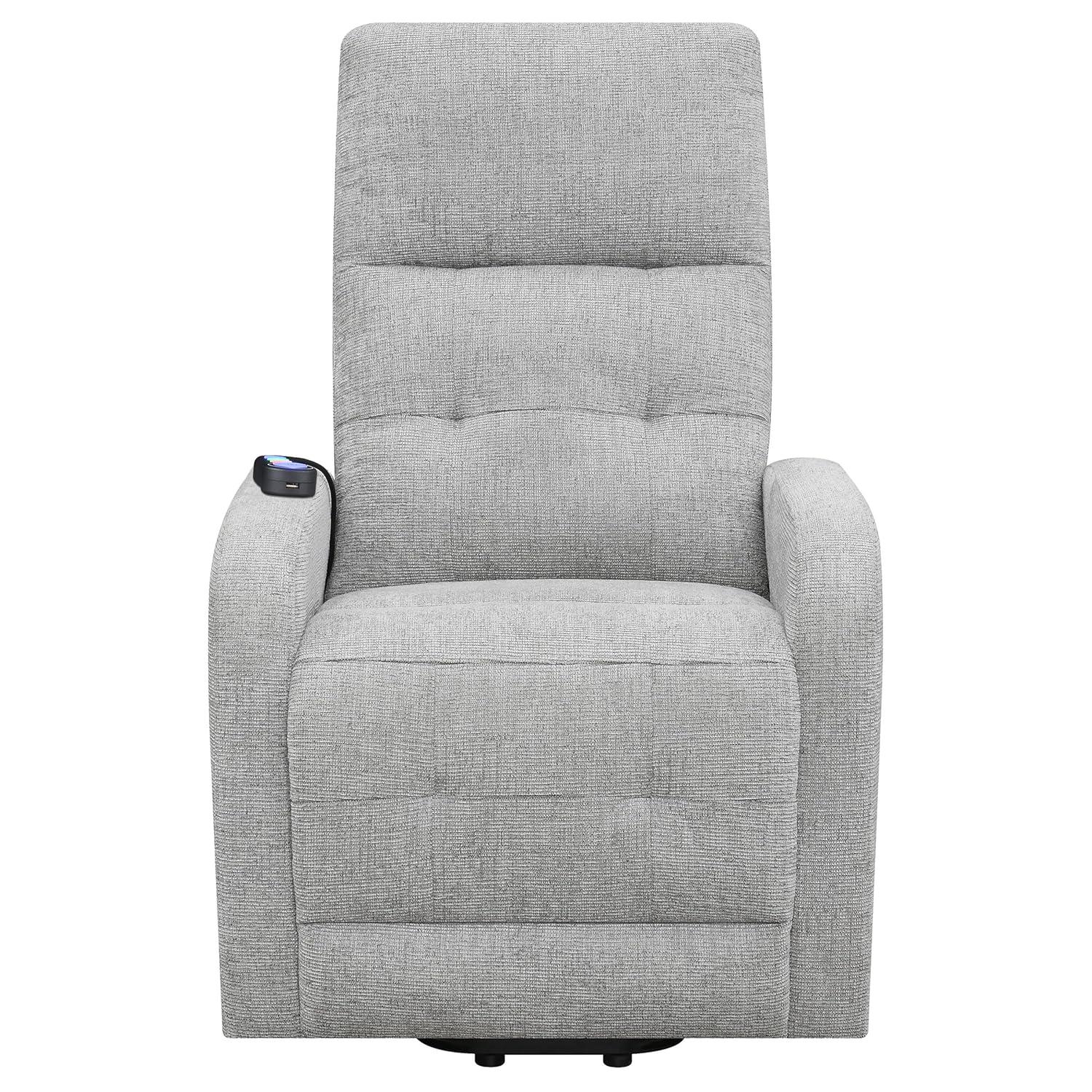 Coaster Howie Tufted Fabric Upholstered Power Lift Recliner in Gray