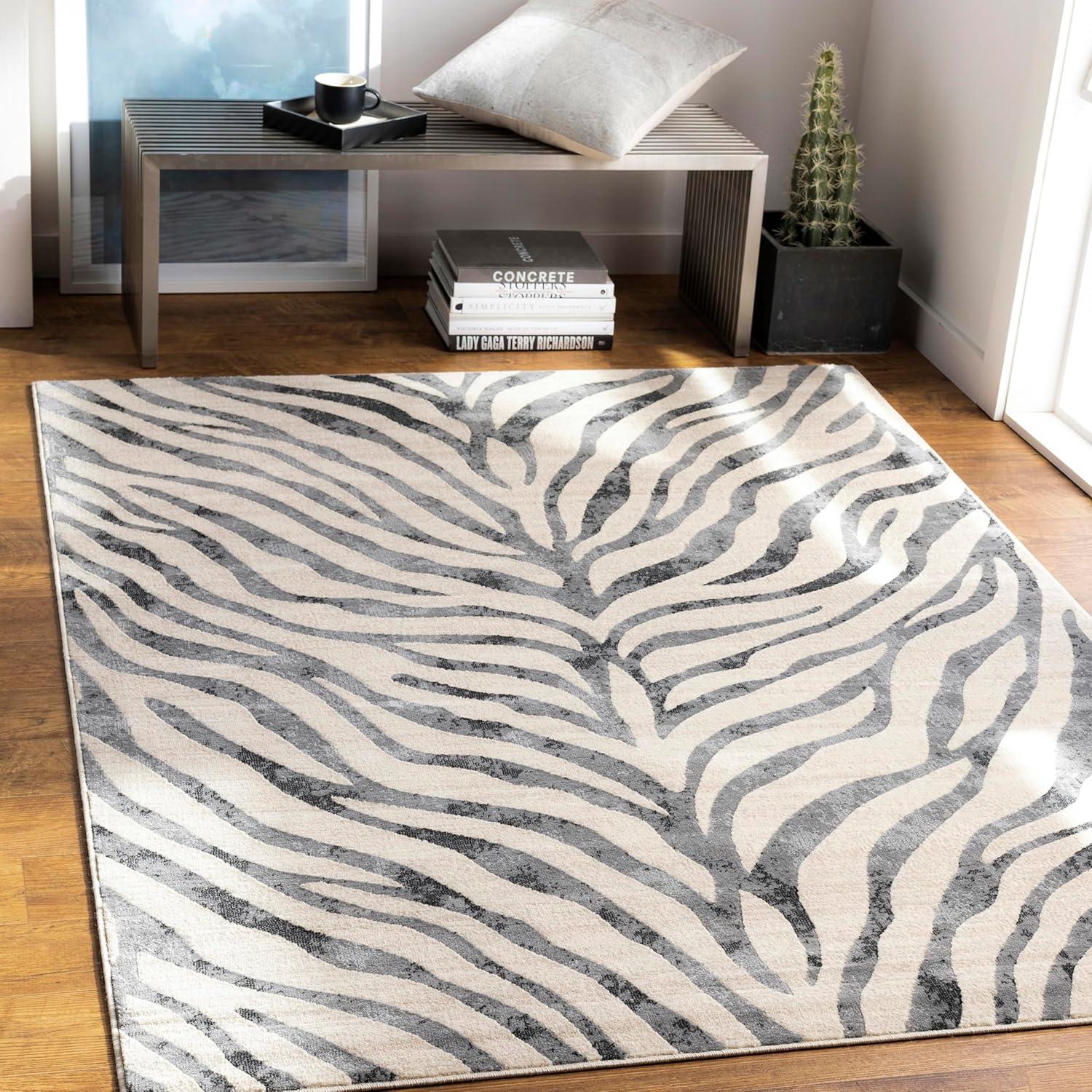 Mark & Day Vossen 5'3"x7'3" Rectangle Woven Indoor and Outdoor Area Rugs Medium Gray