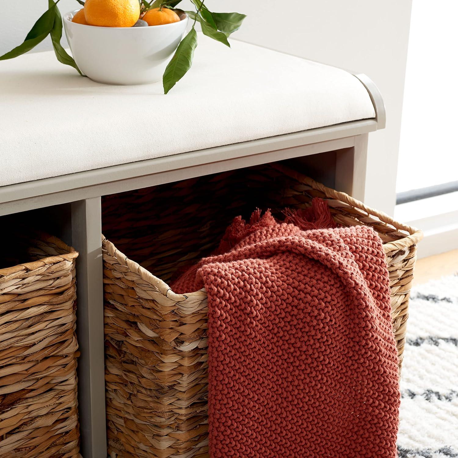 Freddy Wicker Storage Bench - AMH5736 - Vintage Grey - Safavieh