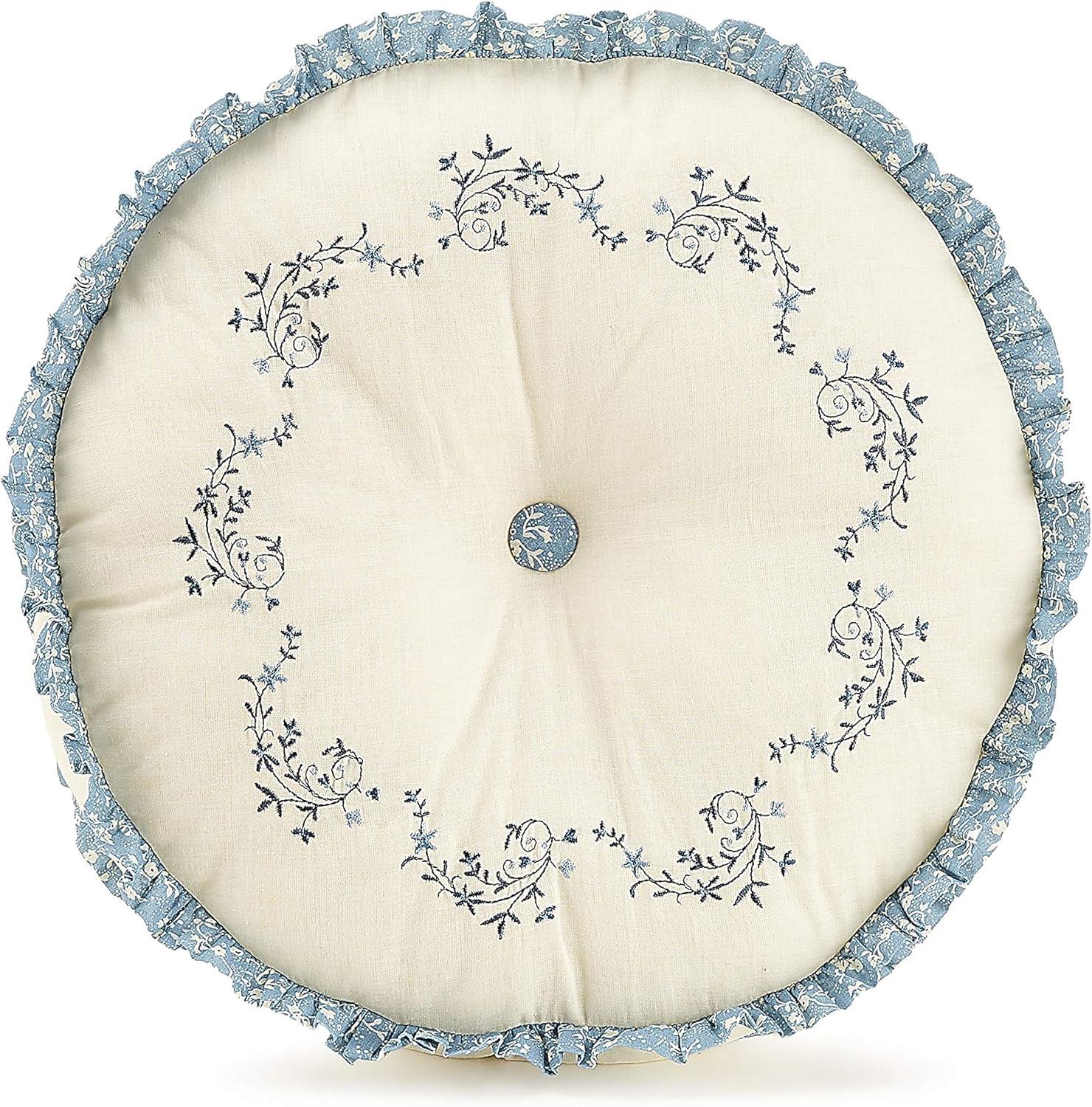 Simona Embroidered Round Pillow