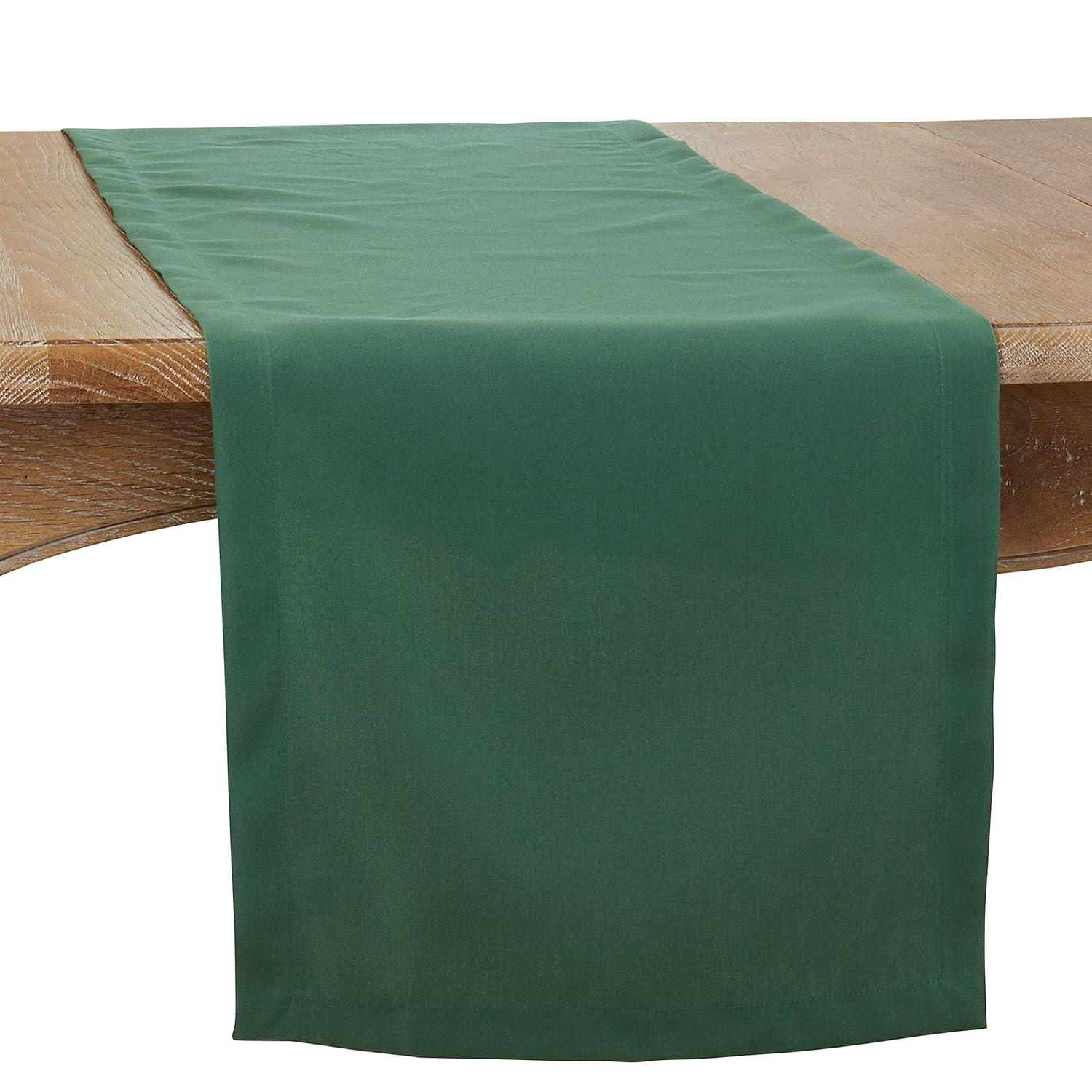 Saro Lifestyle Solid Color Everyday Table Runner, Jasper Green, 16" x 120"