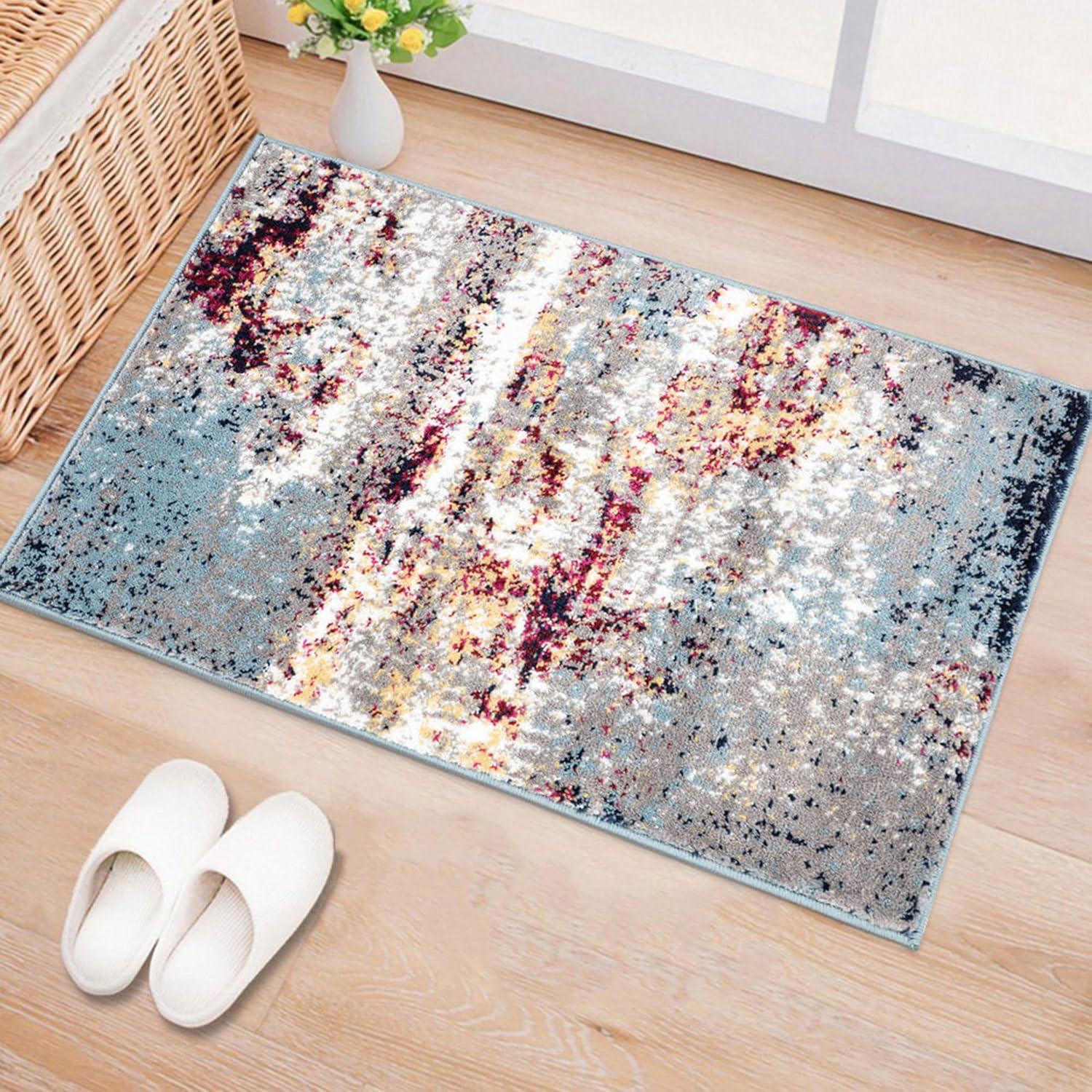 World Rug Gallery Distressed Abstract Watercolor Area Rug