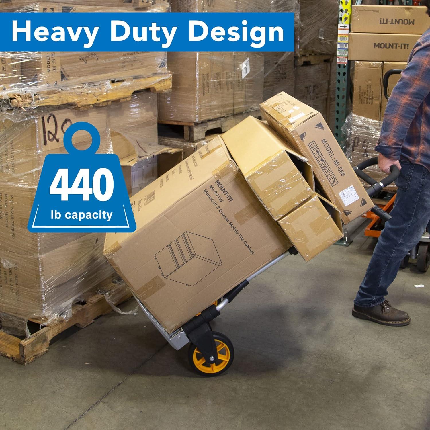 Mount-It! Heavy-Duty Folding Hand Truck Dolly | 440 Lb Capacity