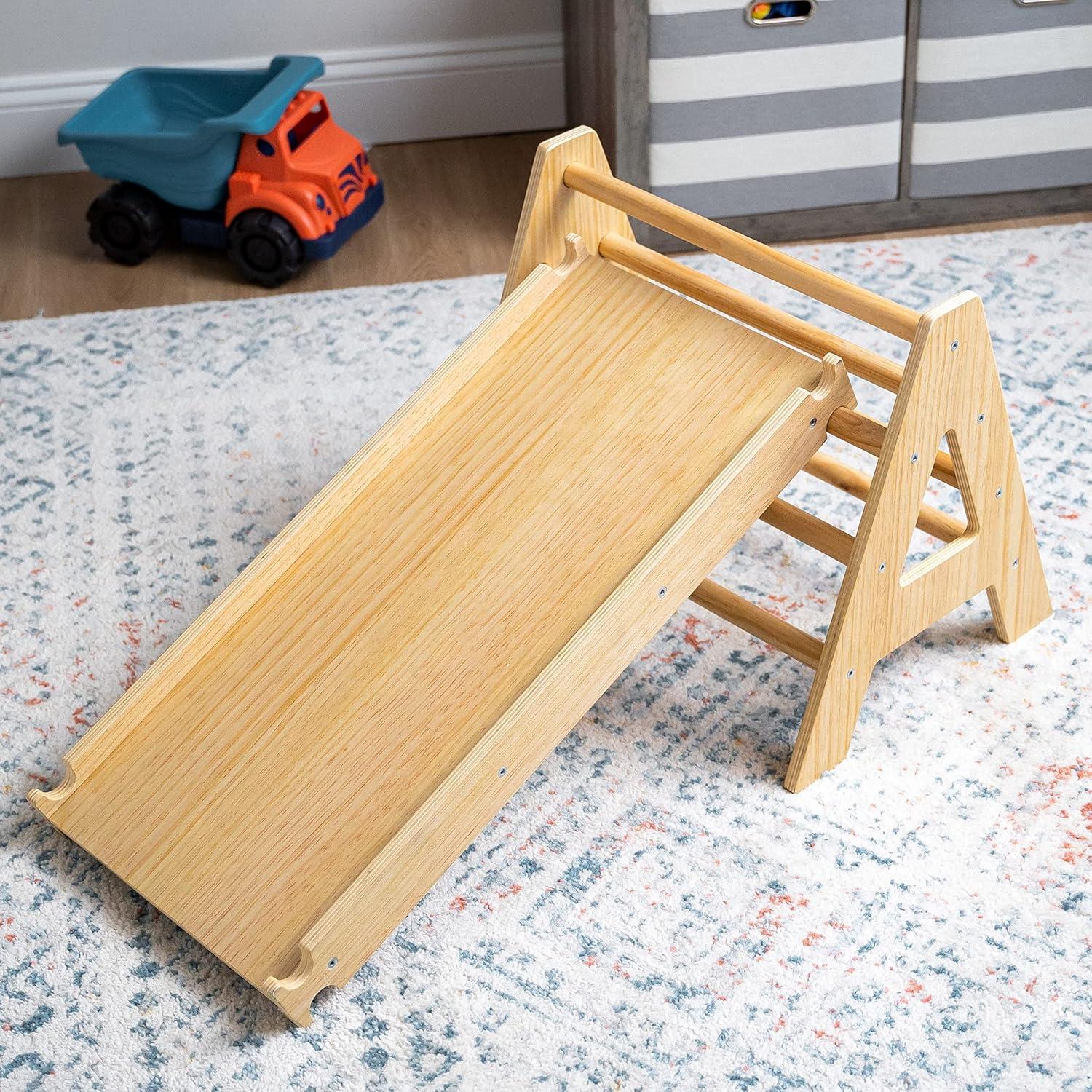 Avenlur Maple Baby Pikler - Wood Small Triangle Climbing Set with Ladder Slide and Rocker