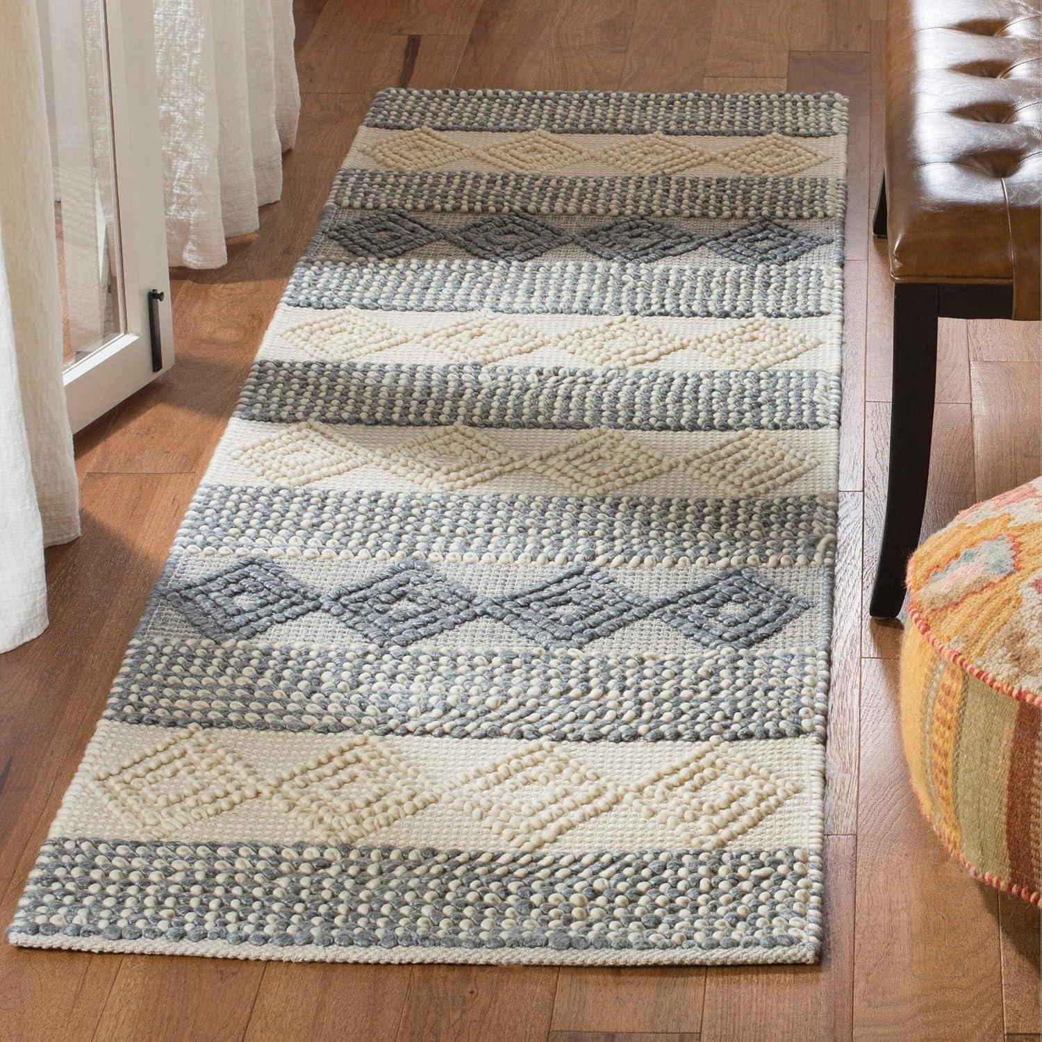 SAFAVIEH Natura Tamsen Geometric Striped Area Rug, Grey/Ivory, 10' x 14'