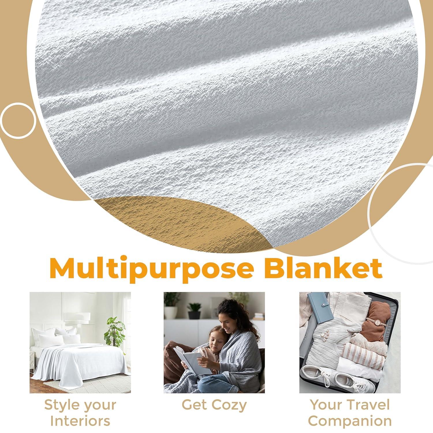 Superior Waffle Weave Honeycomb Knit Soft Textured All-Season Cotton Blanket