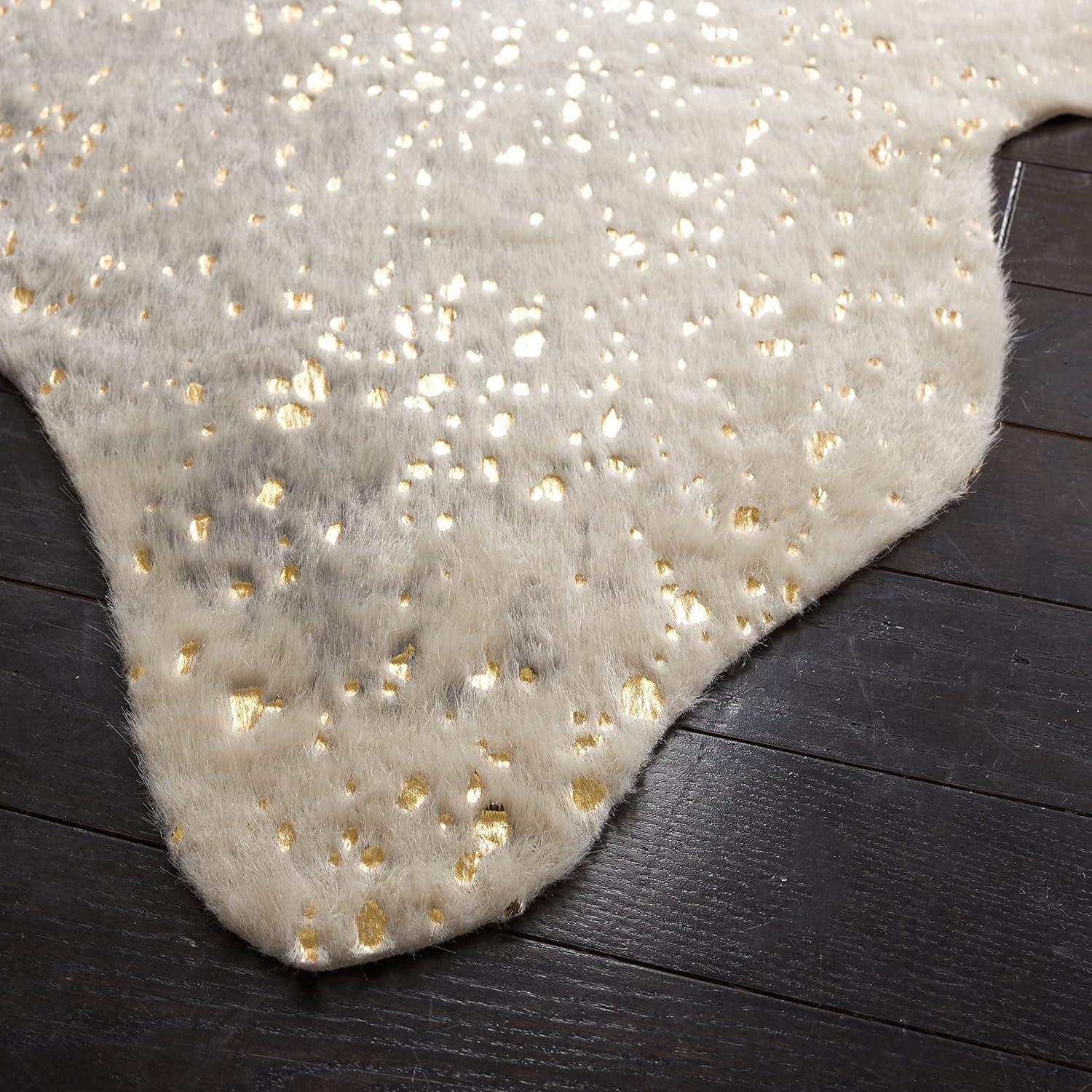 SAFAVIEH Faux Cow Hide Daithi Novelty Area Rug, Grey/Beige, 3' x 5'