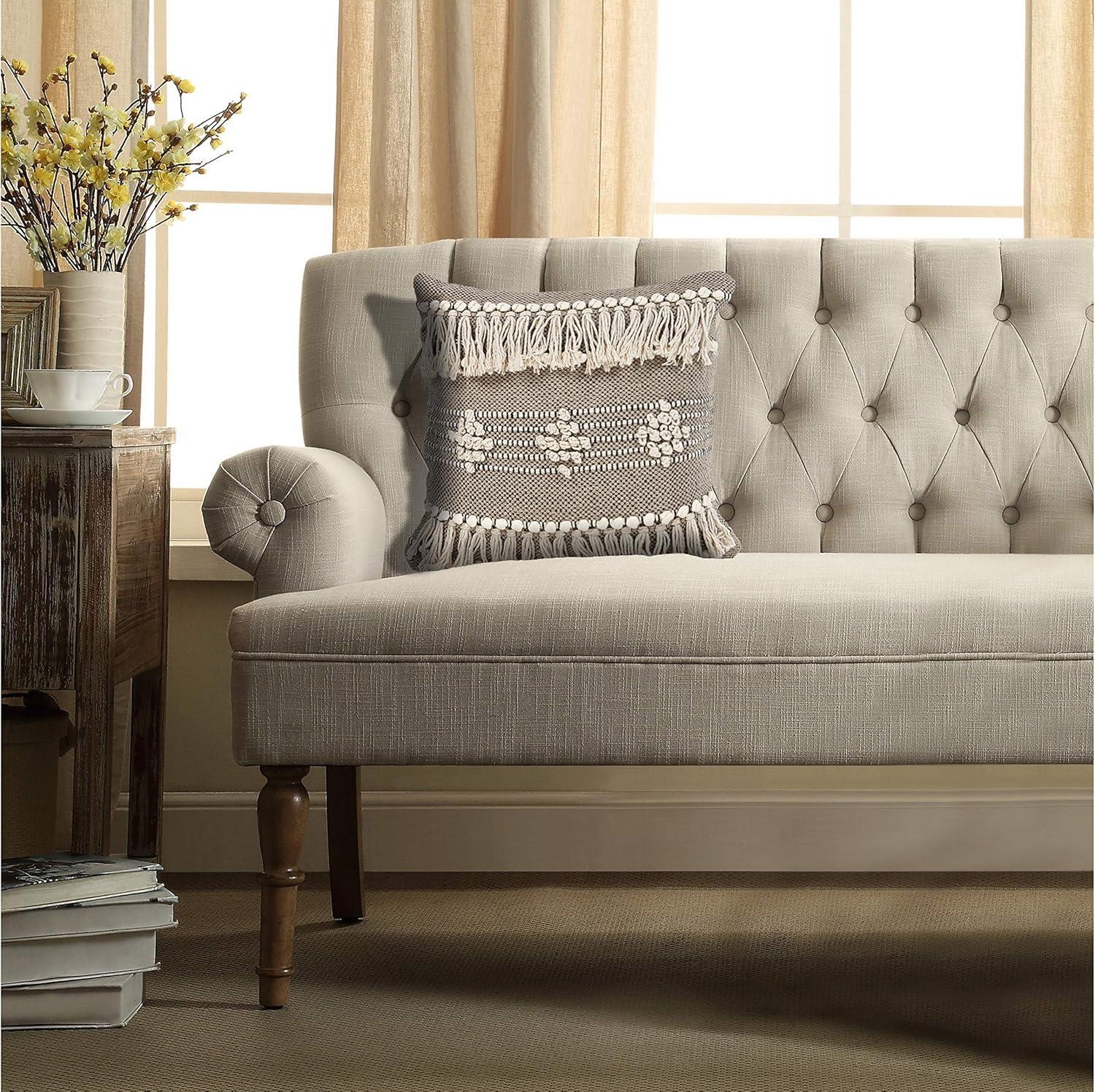 Willey Woven Paths Diamond Farmhouse Throw Pillow, Gray & Cream, 20" x 20"