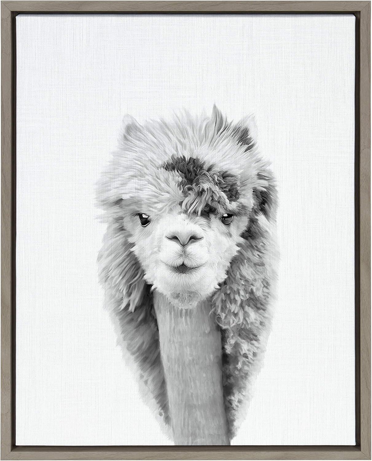 Lionel Blotchy Alpaca Gray Framed Canvas Print, 18x24