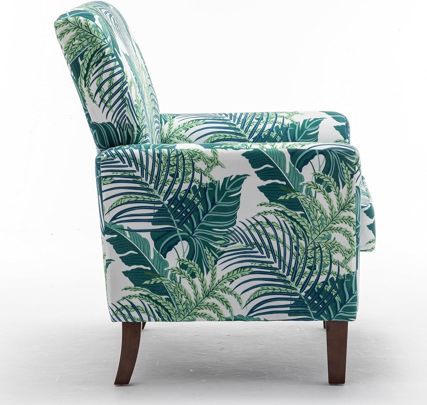 Contemporary Accent Arm Chair with Birch Wood Frame and Velvet Upholstery, Armchair for Office and Living Room Decor, Removable Cushions, 01 Printed Fabric