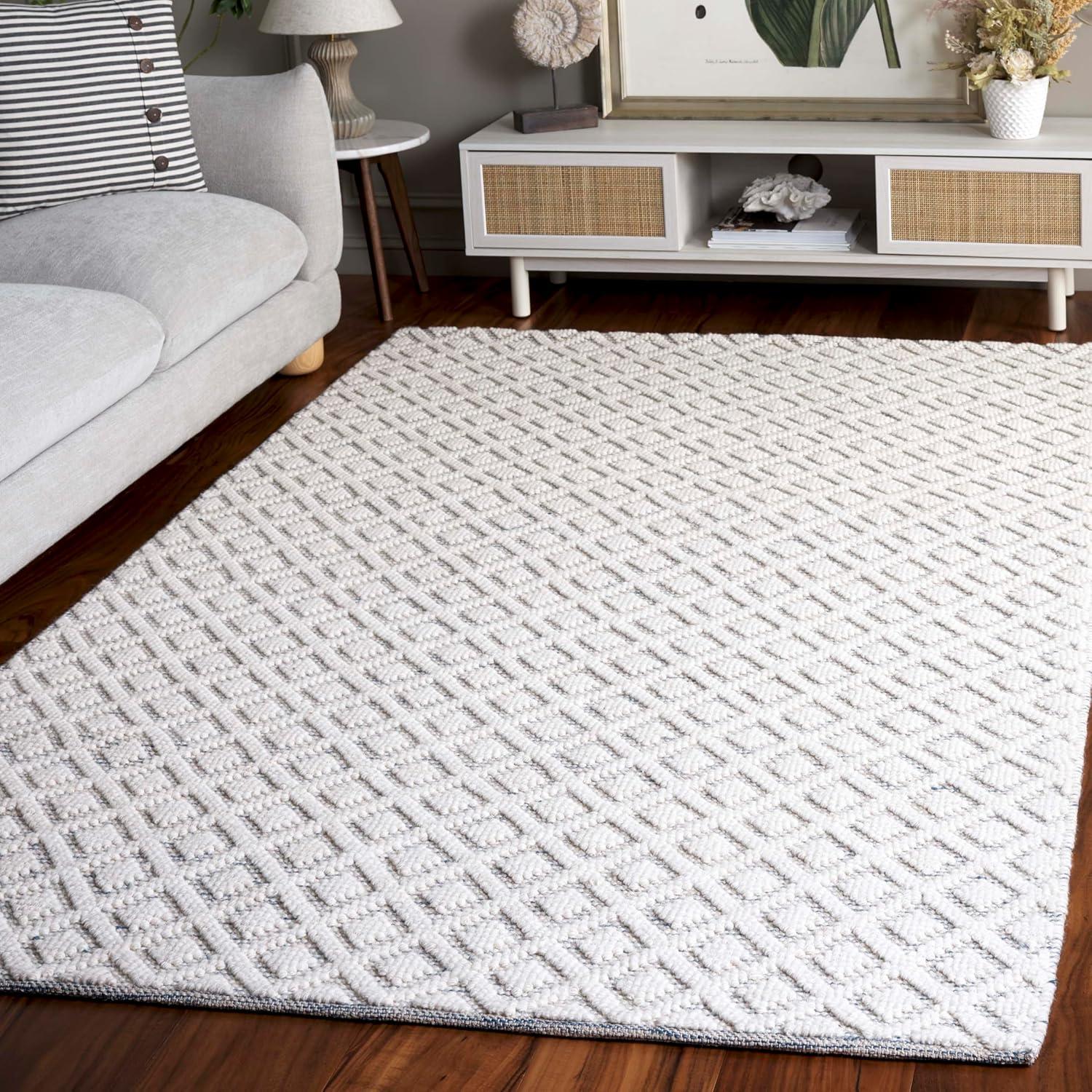 Vermont VRM304 Hand Woven Indoor Area Rug - Ivory/Light Blue - 4'x6' - Safavieh