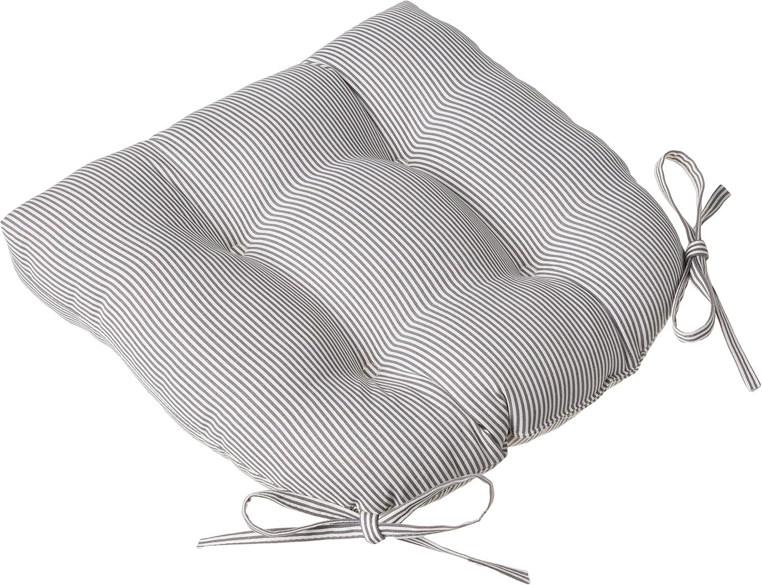 Gray Oxford Reversible Chair Pad (Set Of 2) (16.5"X15.5"): Weather-Resistant, Tufted - Pillow Perfect