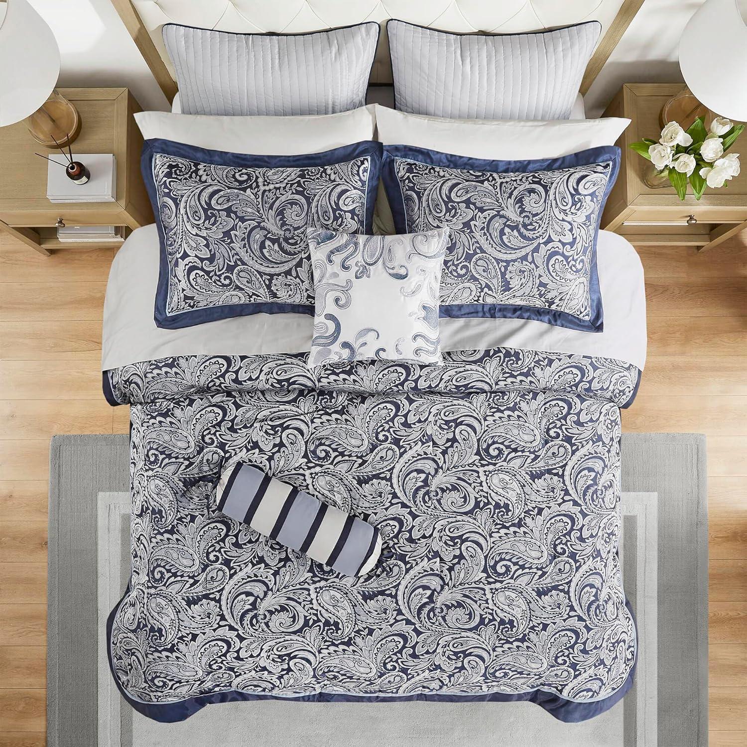 Madison Park Aubrey 12 Piece Comforter Set with Cotton Bed Sheets