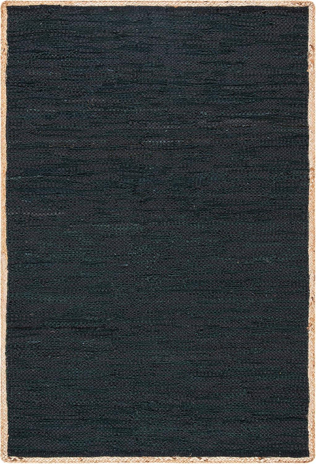 Cape Cod Black and Natural Wool Cotton Area Rug