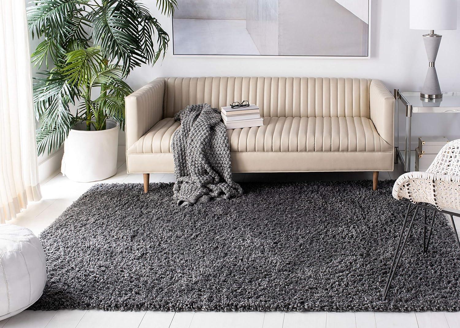 Charcoal Rectangular Shag Area Rug 5'3" x 7'6"