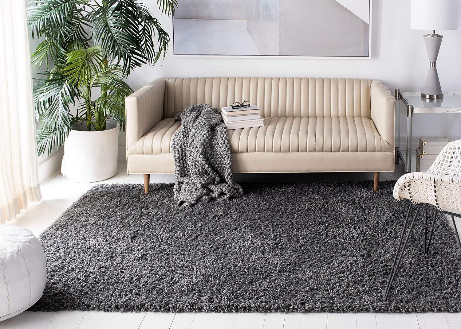 August Shag AUG200 Power Loomed Indoor Area Rug - Charcoal - 5'3"x7'6" - Safavieh