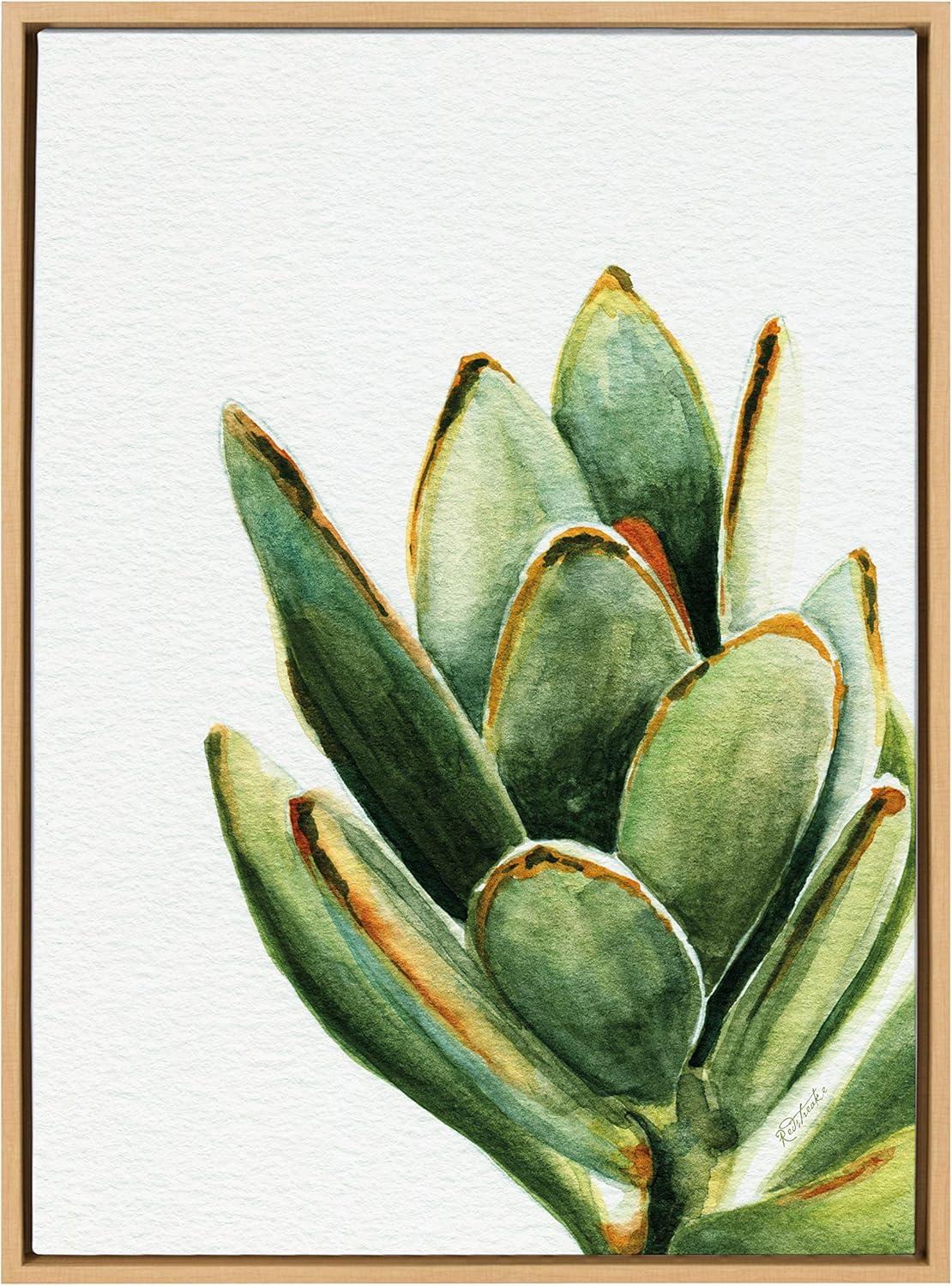 Sylvie Succulent 18 Framed Canvas By Jennifer Redstreake Geary Natural - Kate & Laurel All Things Decor