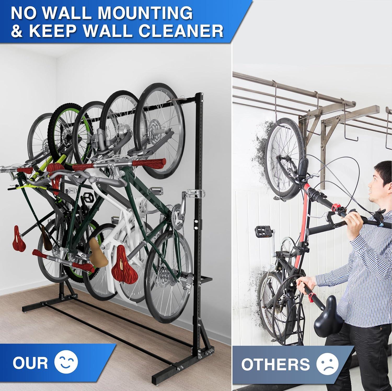 Heavy-Duty Black Steel 5-Level Freestanding Bike Storage Rack