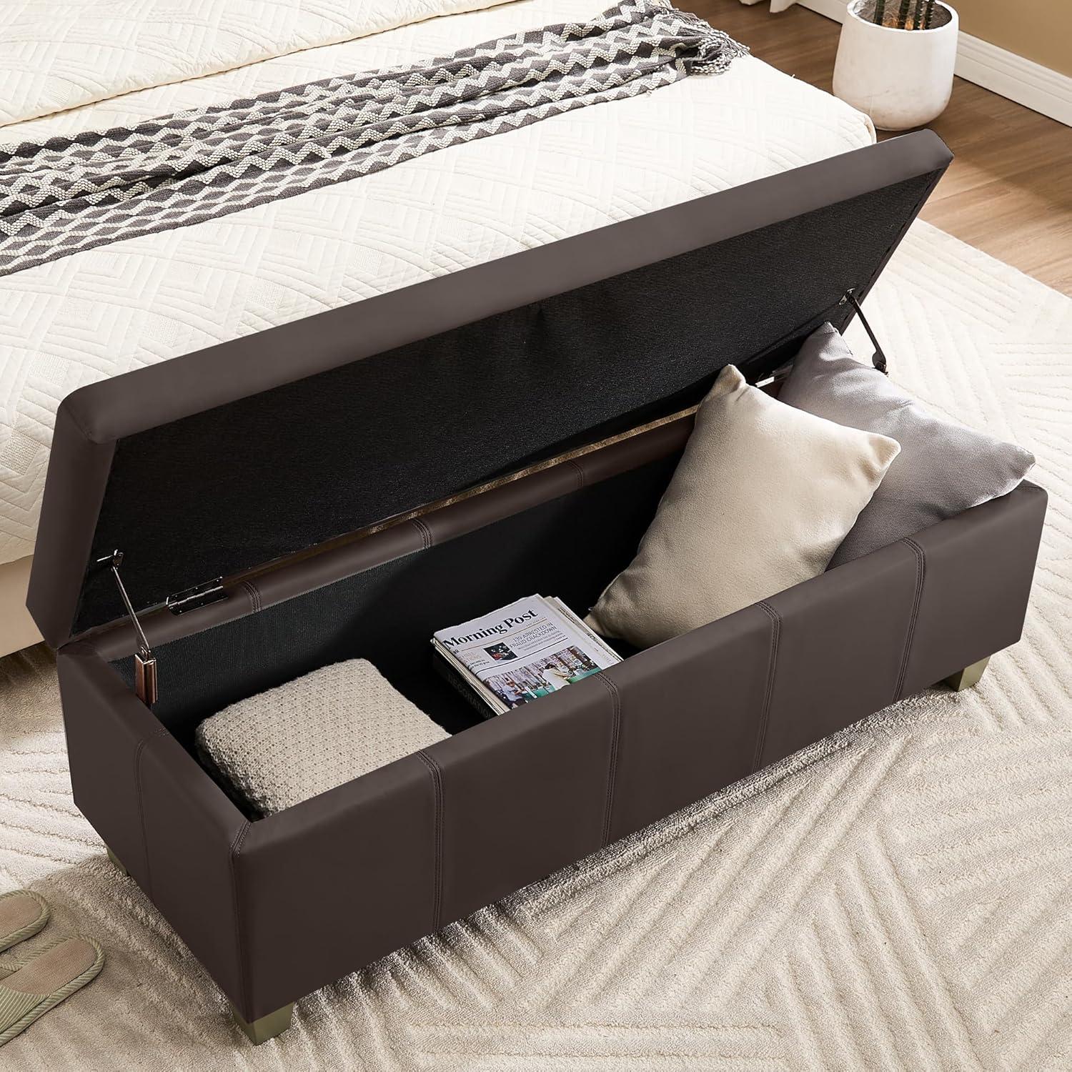 Ebern Designs Faux Leather Upholstered Storage Bench