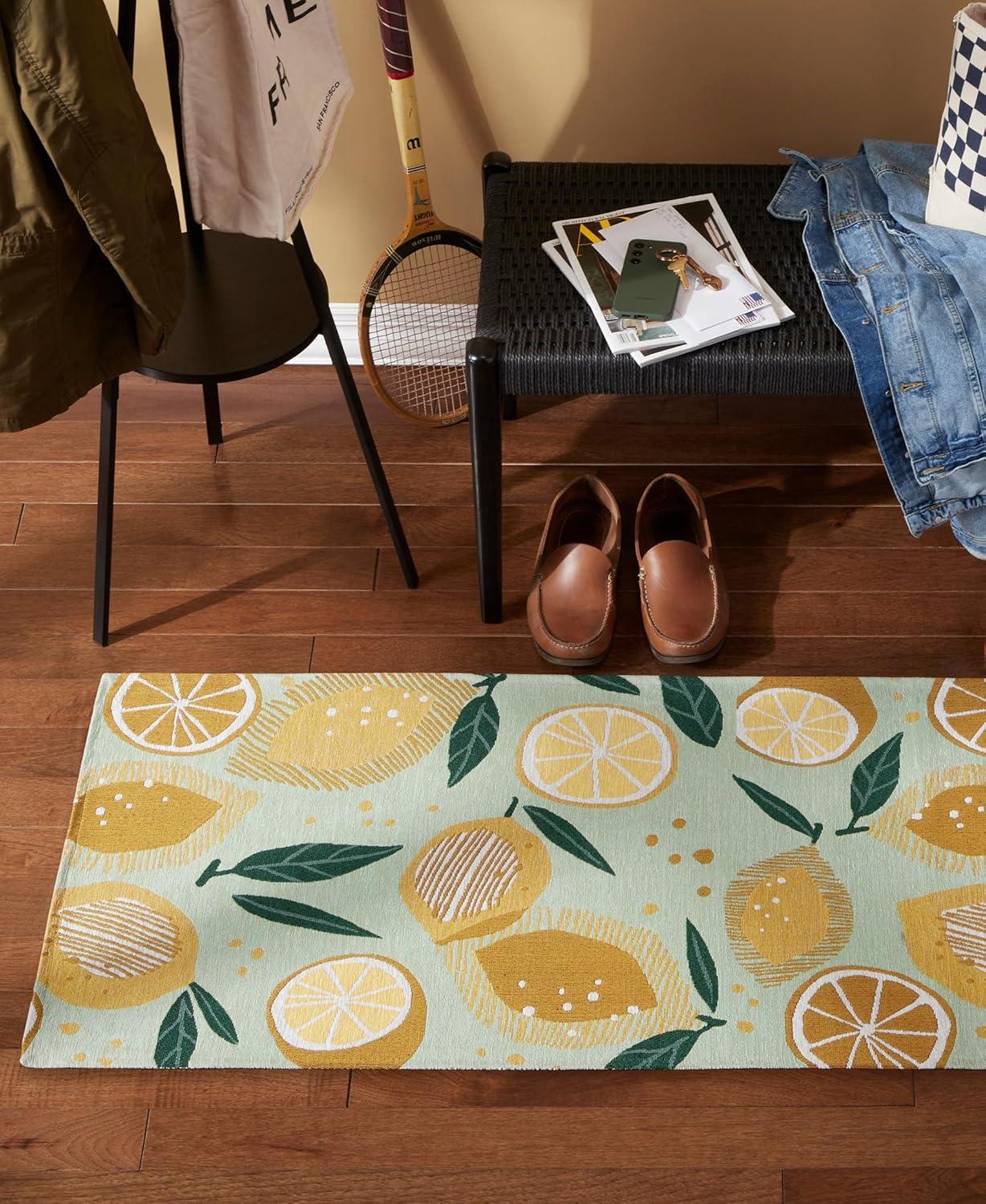 TOWN & COUNTRY Living Livie Fresh Lemon Everwash Washable Non-Slip Backing Kitchen Runner Rug