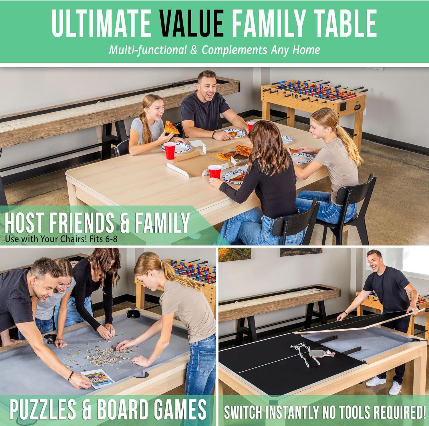 Gosports 7 Ft 3-in-1 Multi Game Pool Table Set with Dining Top, and Table Tennis Game