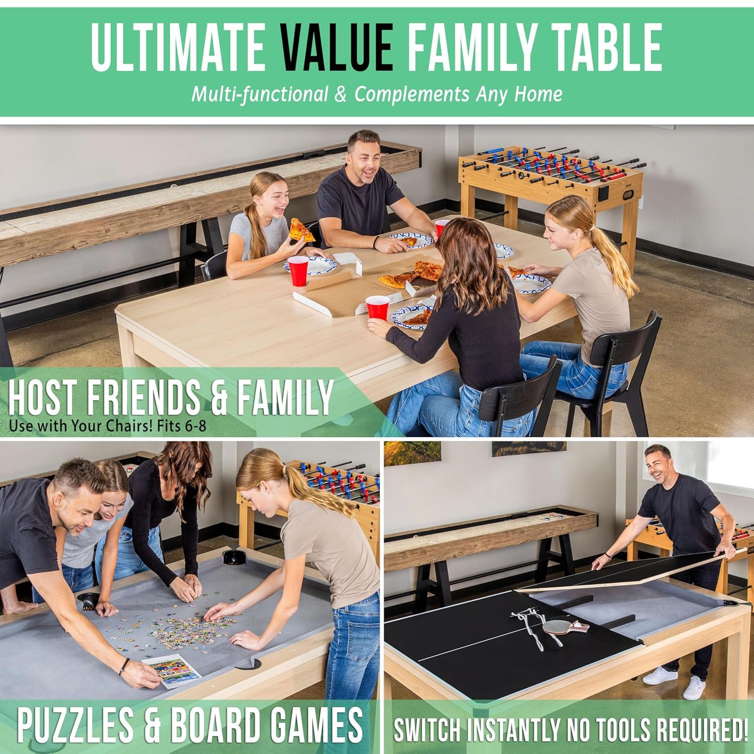 Gosports 7 Ft 3-in-1 Multi Game Pool Table Set with Dining Top, and Table Tennis Game