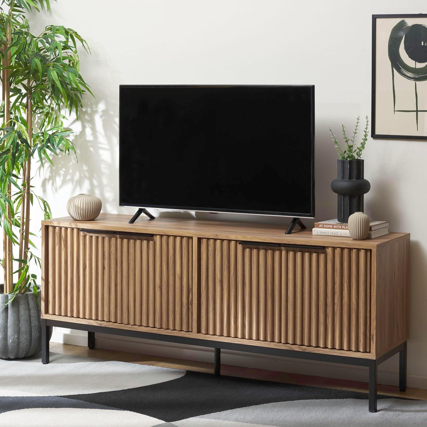 Lylia 4 Door Media Stand - MED9623 - Oak/Black - Safavieh