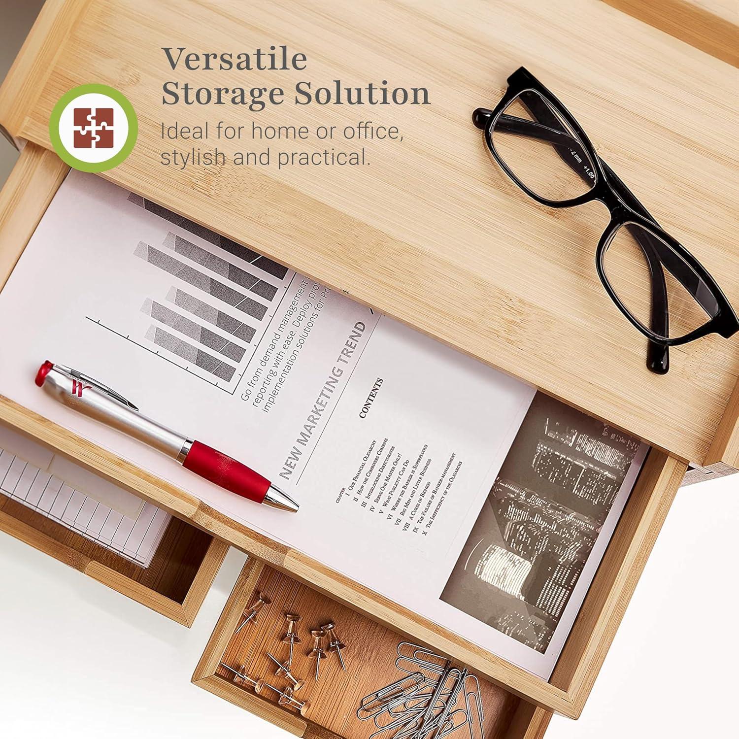 Prosumer'S Choice 3-Tier Bamboo Desktop Organizer With Us Letter Size Drawers for Home