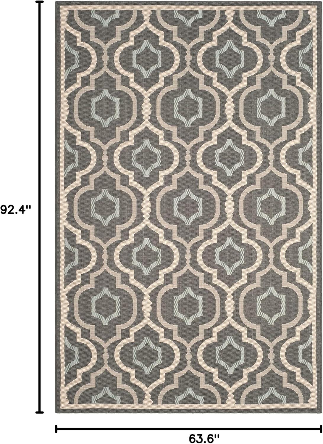 SAFAVIEH Courtyard Bayon Geometric Indoor/Outdoor Area Rug, Grey/Blue, 5'3" x 7'7"