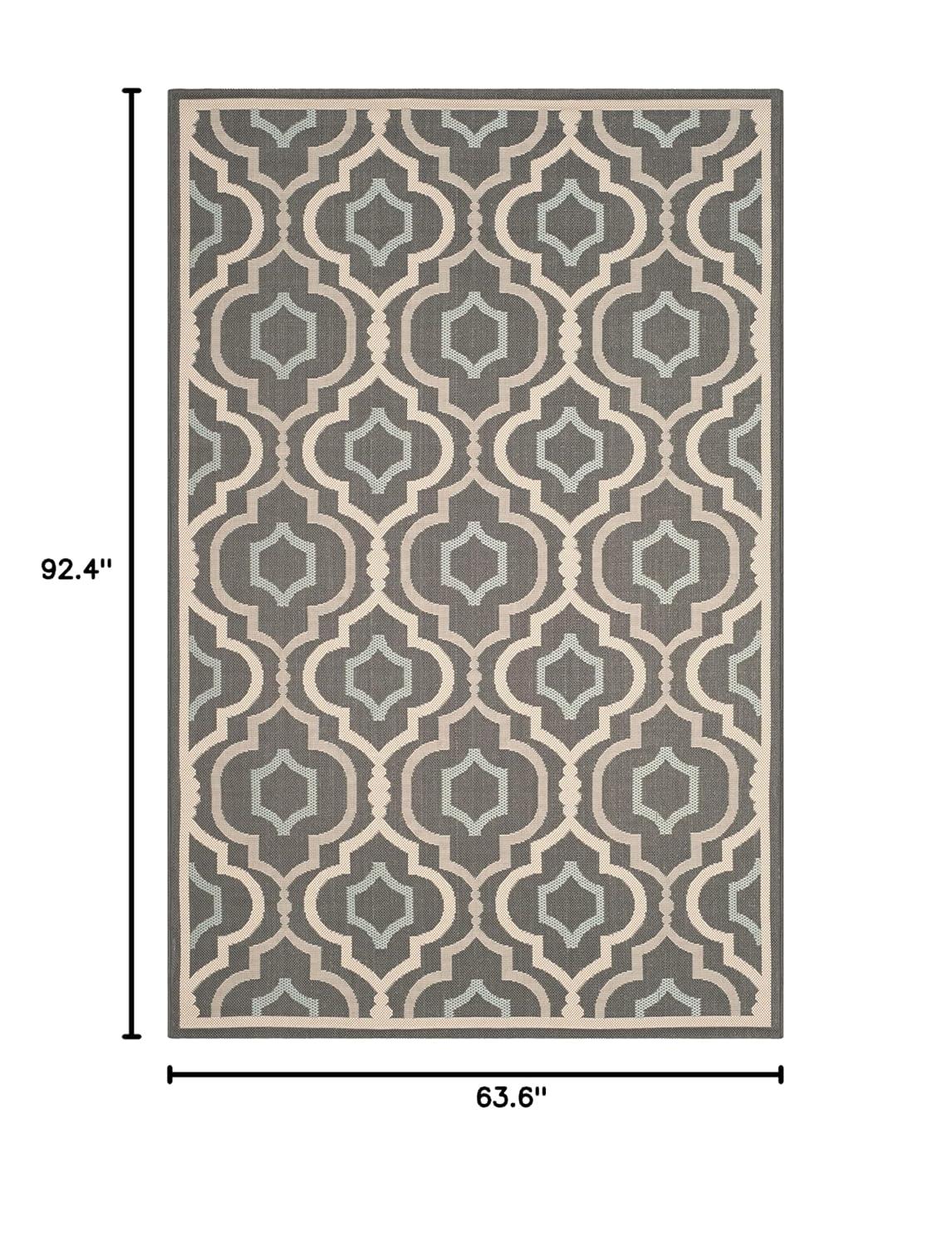 SAFAVIEH Courtyard Bayon Geometric Indoor/Outdoor Area Rug, Grey/Blue, 5'3" x 7'7"