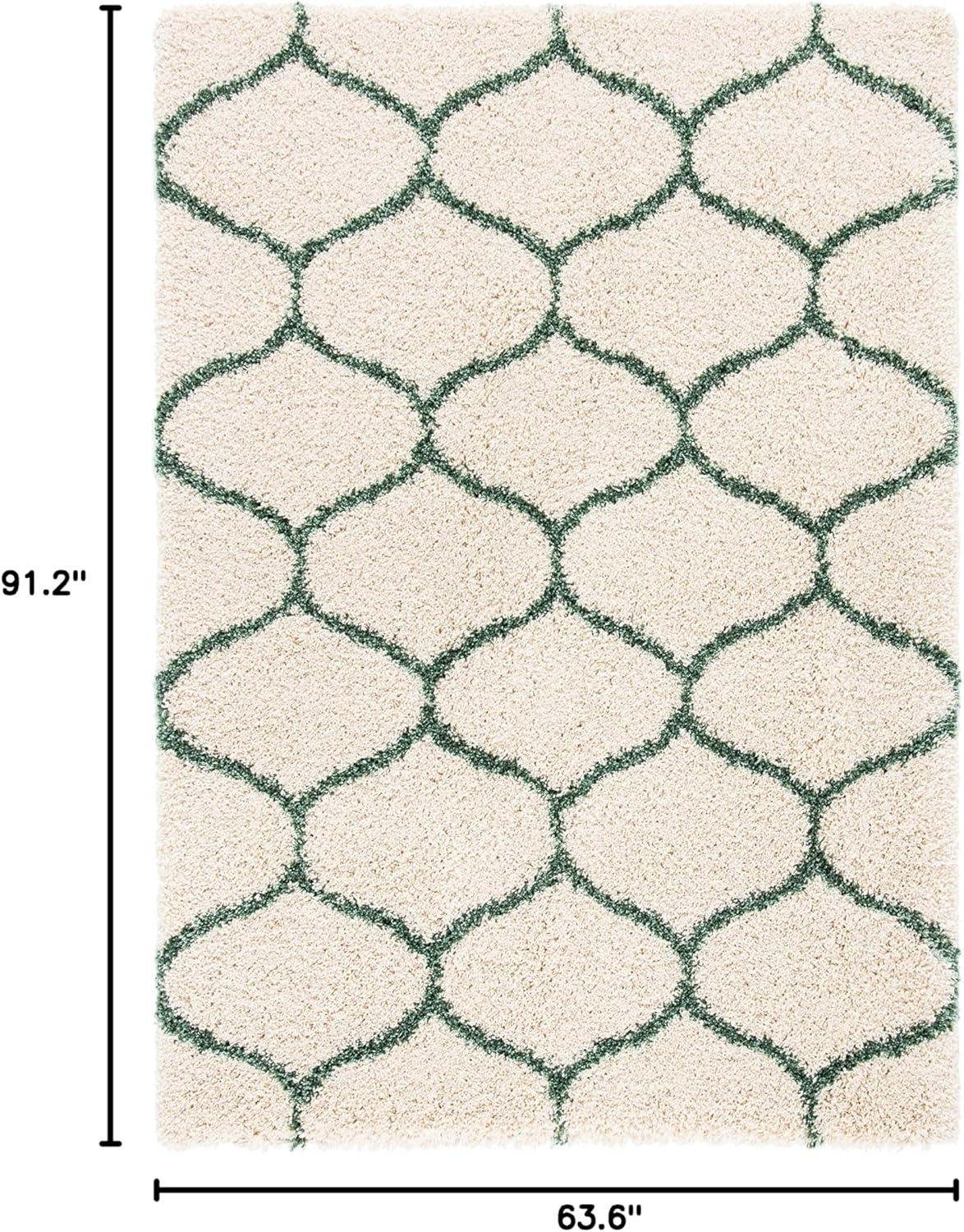 Hudson Shag SGH280 Power Loomed Area Rug - Ivory/Green - 5'3"x7'6" - Safavieh.