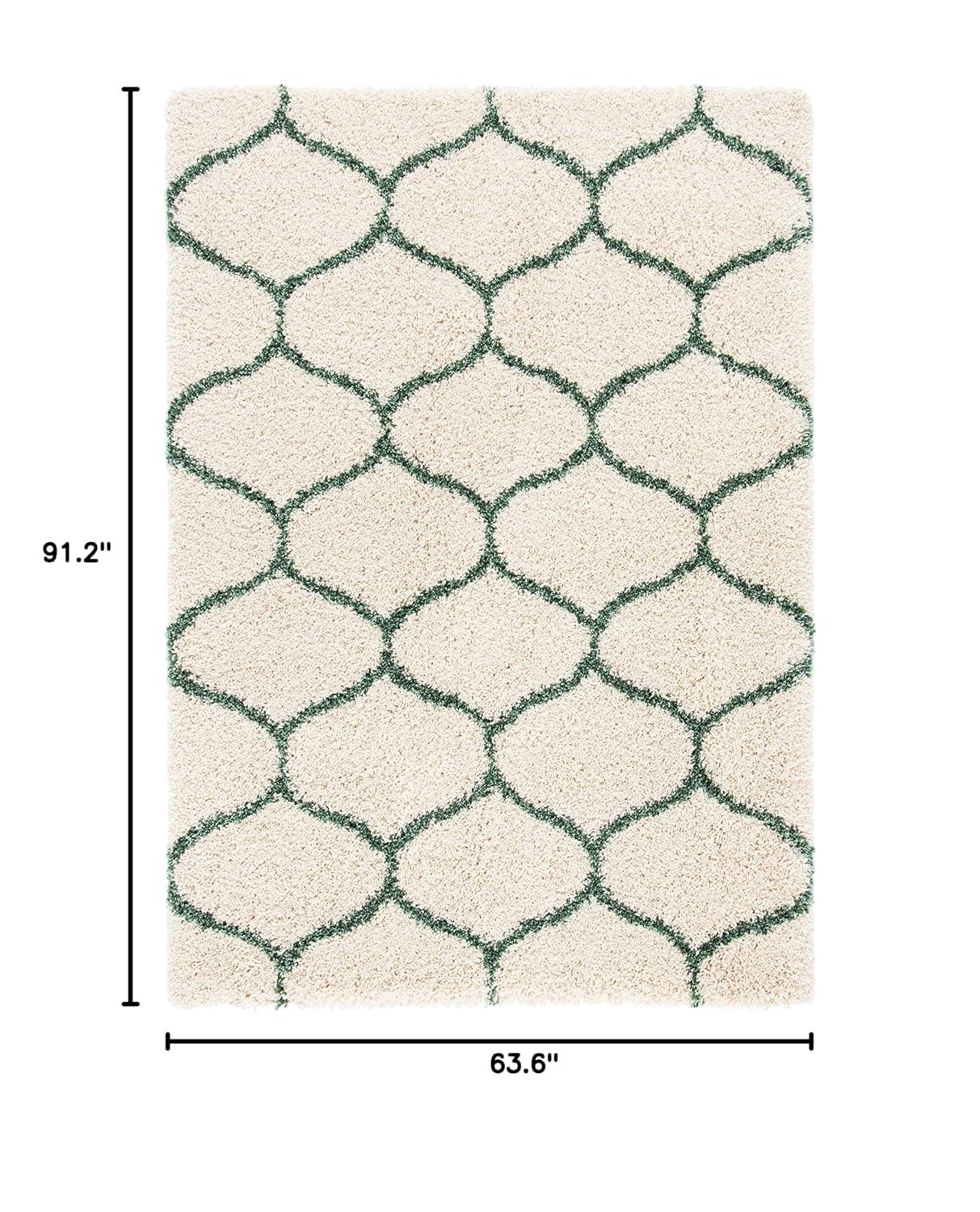 Hudson Shag SGH280 Power Loomed Area Rug - Ivory/Green - 5'3"x7'6" - Safavieh.