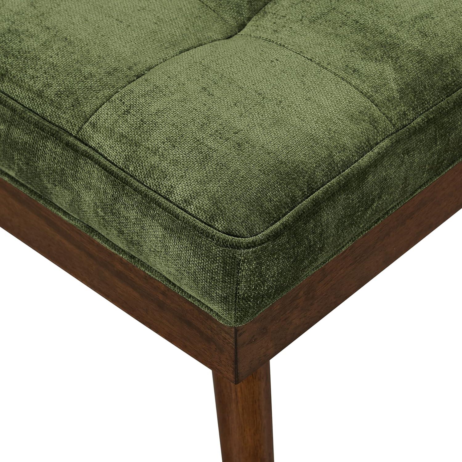 Poly and Bark Poly & Bark Luca Fabric Bench - Tufted Seat with Solid Wood Legs Distressed Green Velvet Velvet Velvet