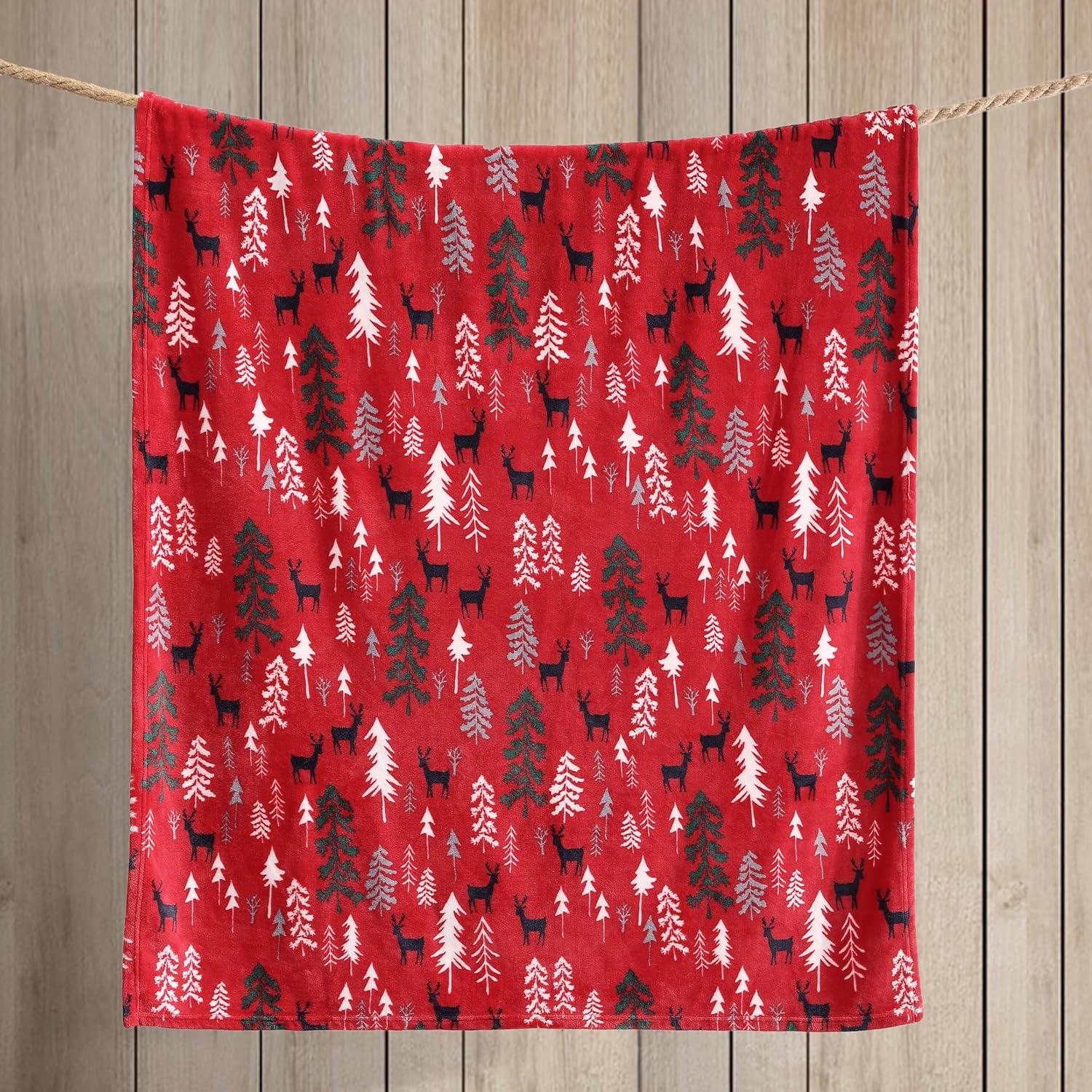 50"x60" Dear Woods Reversible Throw Blanket Red - Eddie Bauer