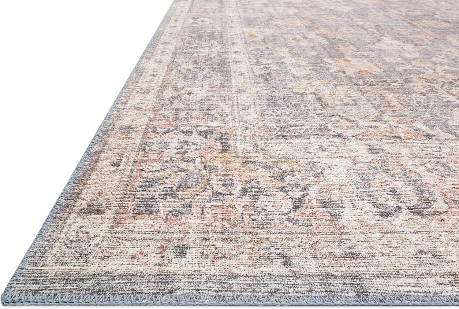 Vintage Inspired Grey and Apricot Oriental Area Rug - 5' x 7'