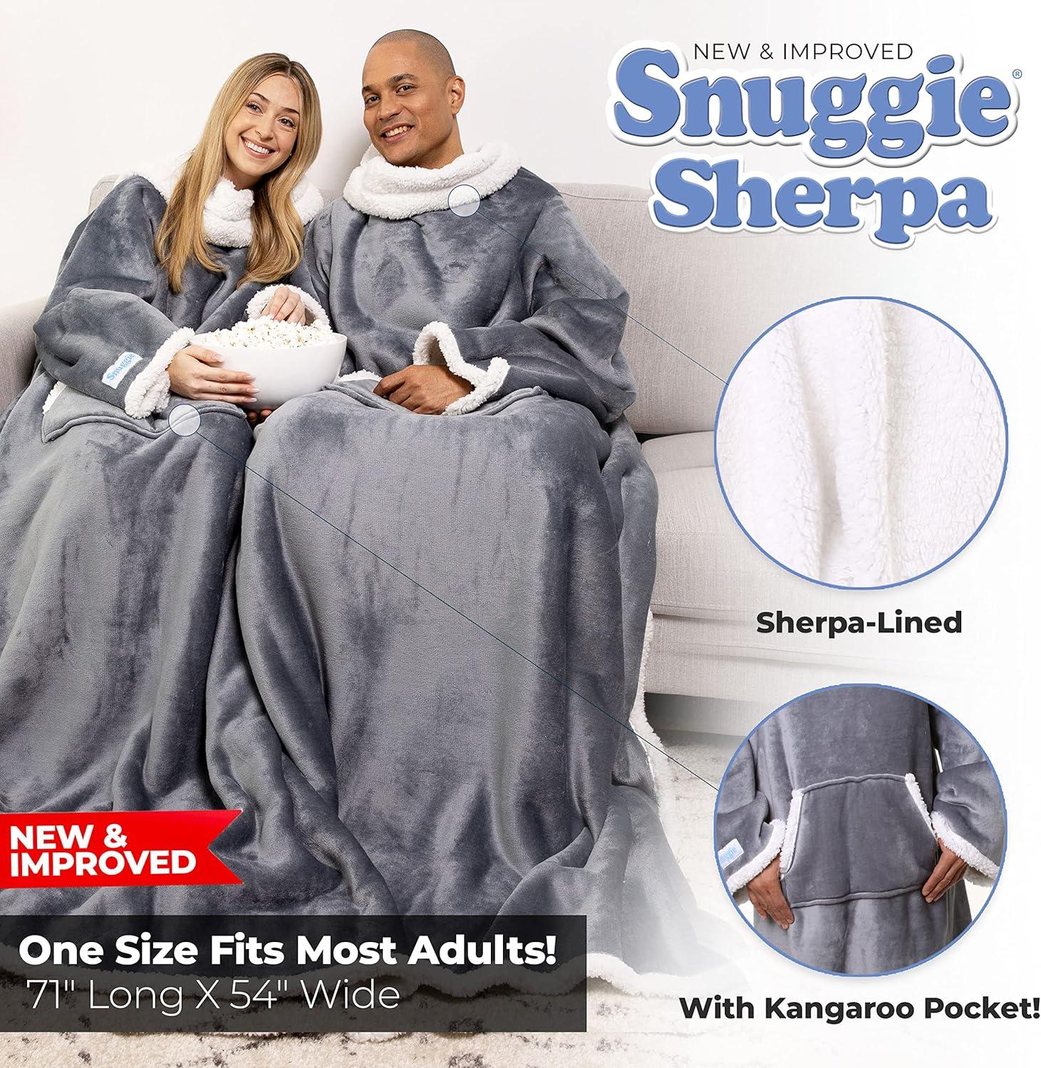 Snuggie Sherpa the Original Wearable Blanket with Sleeves, Adult Size, Charcoal