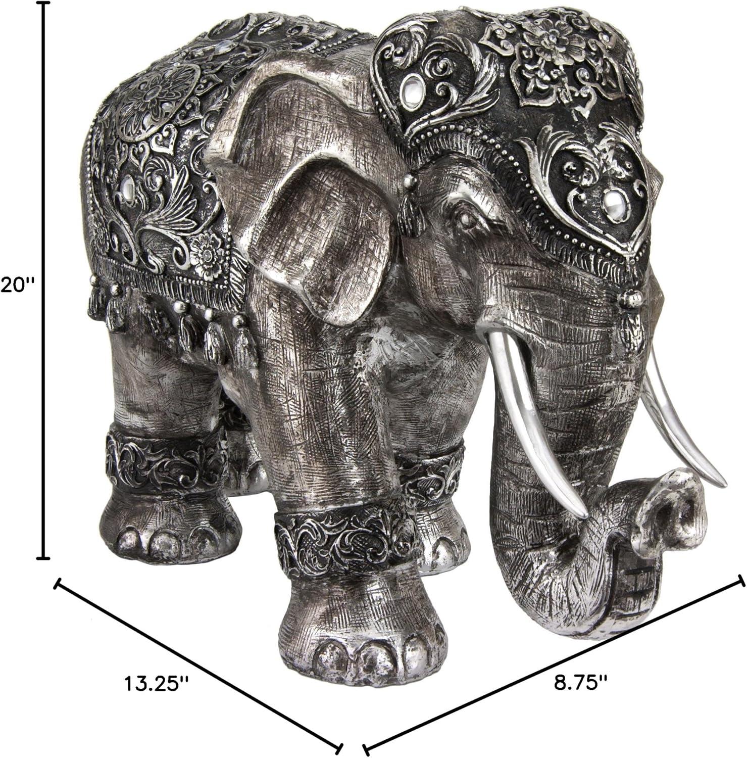 Oriental Furniture 20" Auspicious Elephant Statue, Figurine, Statue, animal, Indian, Asian, Decorative item