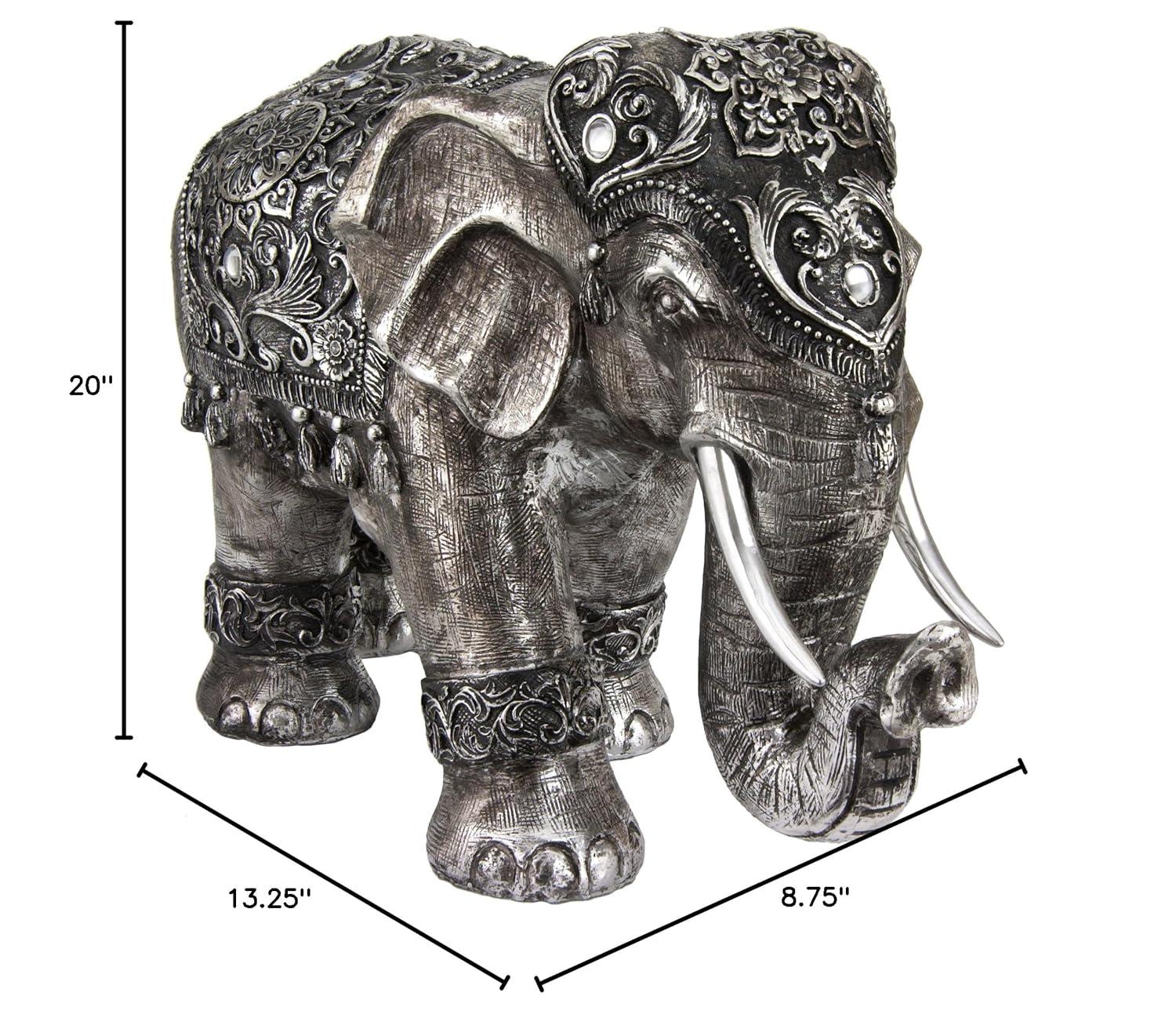 Oriental Furniture 20" Auspicious Elephant Statue, Figurine, Statue, animal, Indian, Asian, Decorative item