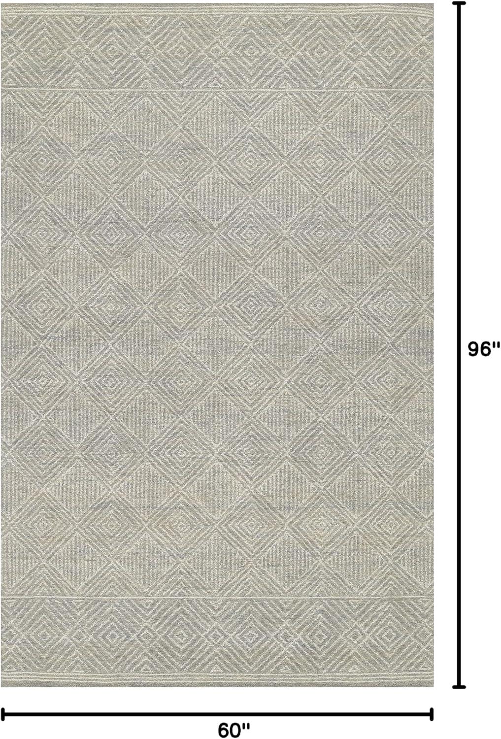 Momeni Mallorca Hand Hooked Wool Geometric Grey Area Rug 5' X 8'