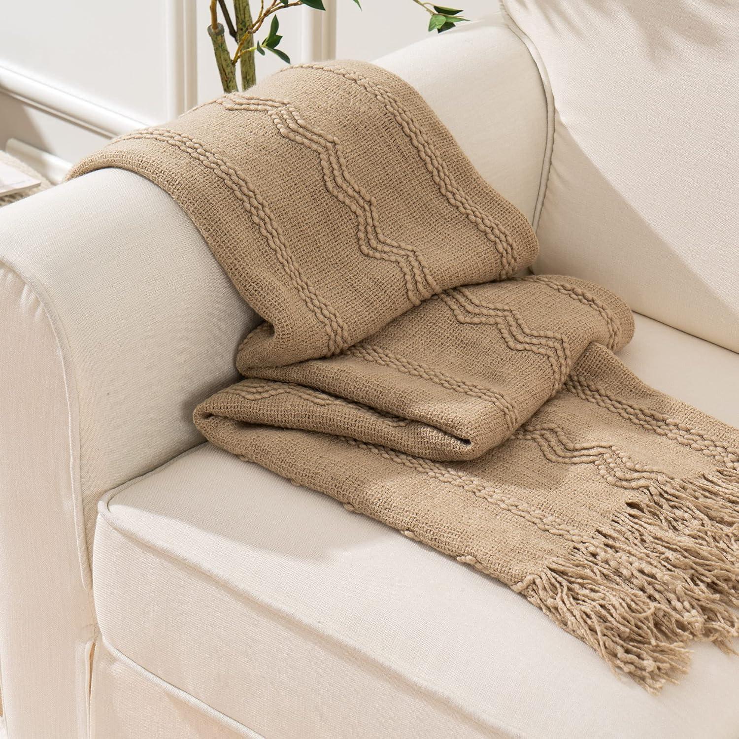 Battilo Home Throw Blanket For Couch, Solid Throw Blanket For Home Decor, Knit Throw Blankets For Bed, 50"X60"