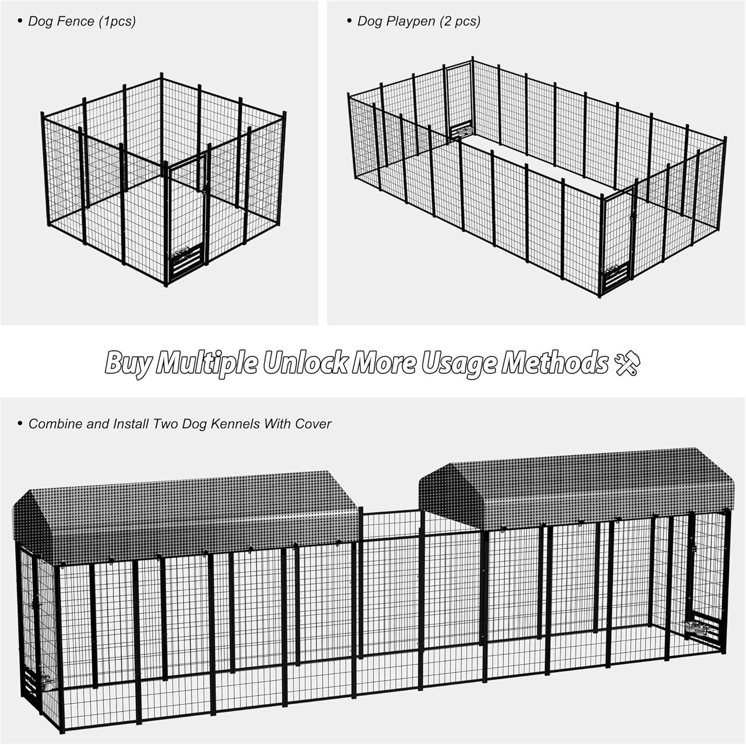 Zimtown Outdoor Dog Kennel Heavy Duty Dog Cage with Cover 8' x 4' x 6'