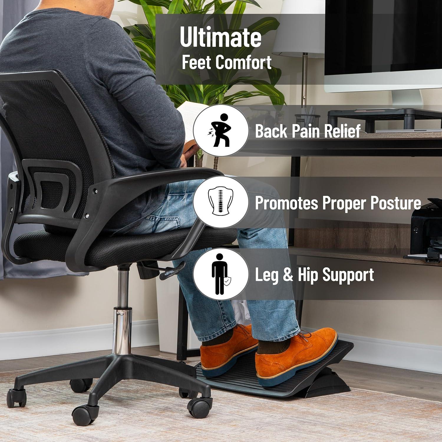Mind Reader Foot Rest, Under Desk at Work, Ergonomic, Height Adjustable, Office, Plastic, 17.5"L x 13.5"W x 3.5"H