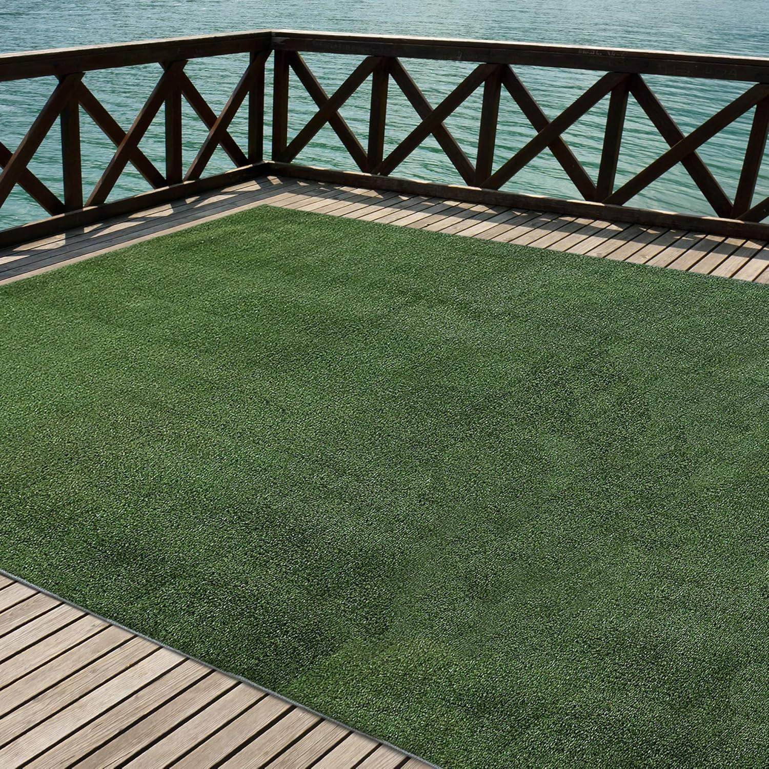 iCustomRug Synthetic Grass Rug – 4x10ft Lawn Green Turf Carpet for Patios, Yards, Boats, Camping – Indoor/Outdoor Use