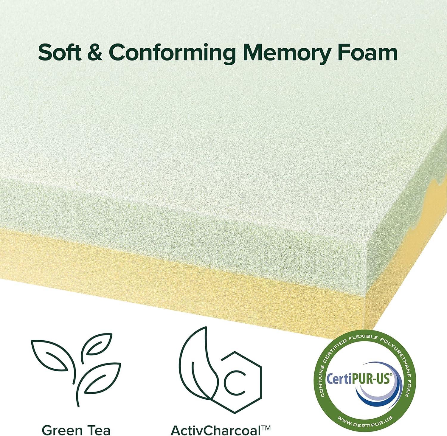 Spa Sensations by Zinus 4" Green Tea TorsoTec® Memory Foam Mattress Topper, Queen