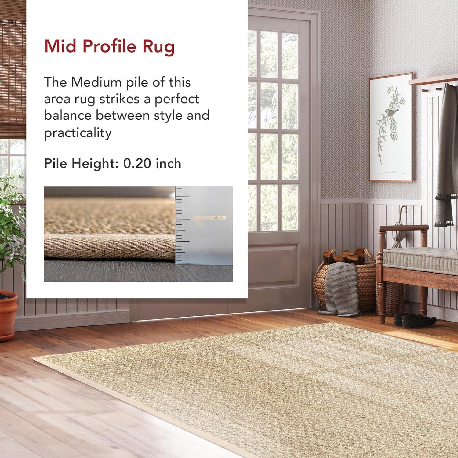 Beige 4' x 6' Reversible Rectangular Seagrass Area Rug