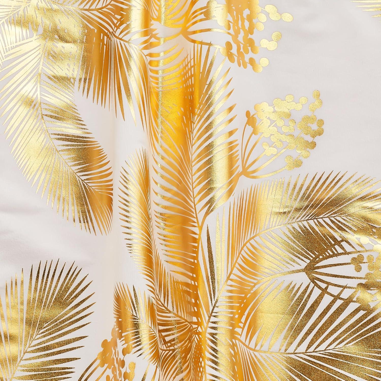 Pack of 4 Decorative Throw Pillow Case Cushion Cover Gold Stamping Leaves 18 x 18 inches 45 x 45 cm for Couch Bedroom Car